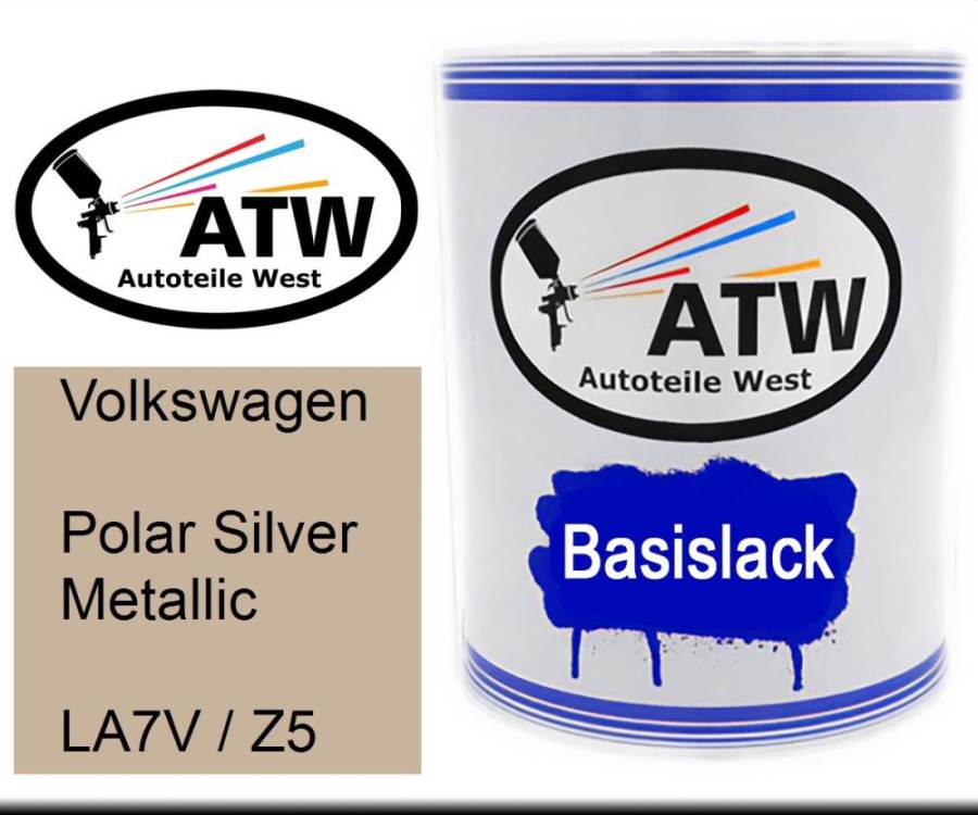 Volkswagen, Polar Silver Metallic, LA7V / Z5: 1L Lackdose, von ATW Autoteile West.